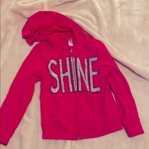 Justice pink sparkle zip up hoodie